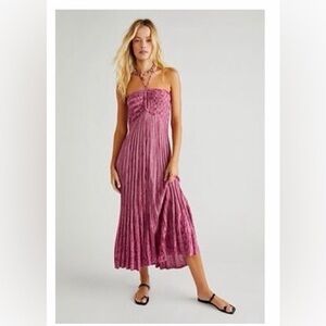 Free People Vibrant Pink Textured Midi Dress